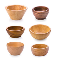 wood bowl on white background