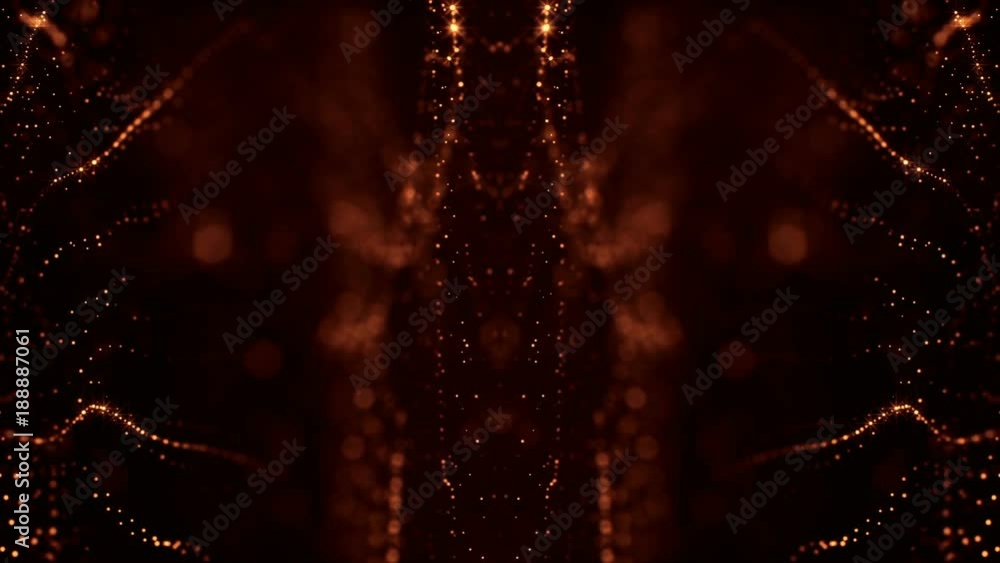 Poster gold seamless abstract background with particles. virtual space with depth of field, glow sparkles a