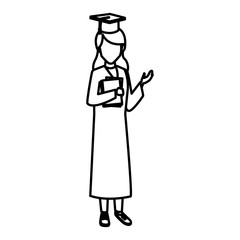 Student woman with graduation gown icon vector illustration graphic design