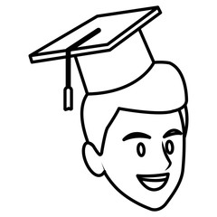 Student man with graduation hat icon vector illustration graphic design