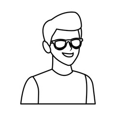 Young man with sunglasses cartoon icon vector illustration graphic design