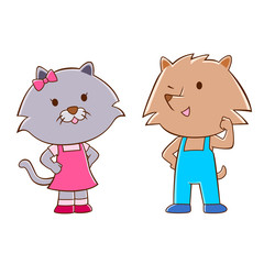 Cartoon character of cat and dog.