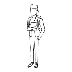 Fototapeta premium Young man student cartoon icon vector illustration graphic design