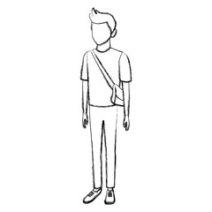 Young man student cartoon icon vector illustration graphic design