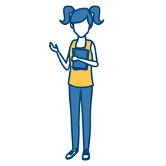 Obraz premium Young woman student cartoon icon vector illustration graphic design