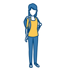 Young woman student cartoon icon vector illustration graphic design