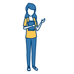 Young woman student cartoon icon vector illustration graphic design