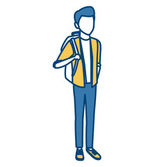 Young man student cartoon icon vector illustration graphic design