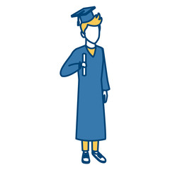 Young man student with graduation gown icon vector illustration graphic design