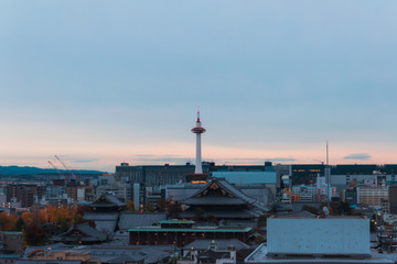 Fototapeta na wymiar Morning blue hour view at Kyoto.
