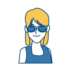 Young woman with sunglasses icon vector illustration graphic design
