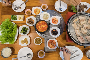  Korean pickle and seasoning vegetables meat  Korea food