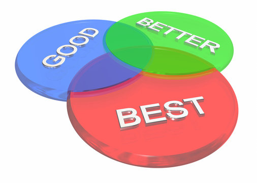 Good Better Best Choices Venn Diagram 3d Illustration