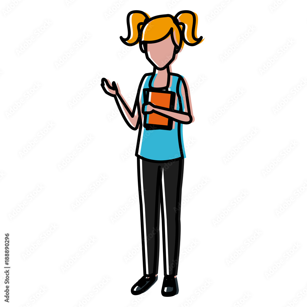 Wall mural Young woman student cartoon icon vector illustration graphic design