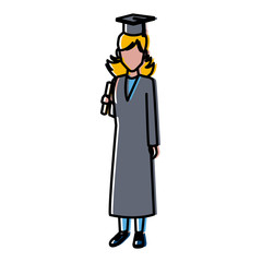 Student woman with graduation gown icon vector illustration graphic design