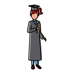Student woman with graduation gown icon vector illustration graphic design