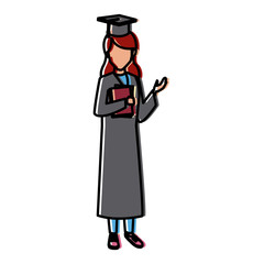 Student woman with graduation gown icon vector illustration graphic design