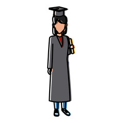 Student woman with graduation gown icon vector illustration graphic design