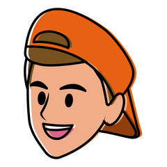 Young man face cartoon icon vector illustration graphic design