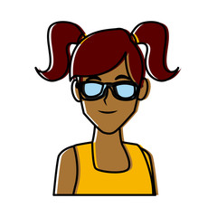 Young woman with sunglasses icon vector illustration graphic design