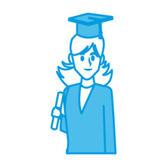 Student woman with graduation gown icon vector illustration graphic design