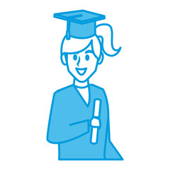 Student woman with graduation gown icon vector illustration graphic design