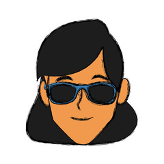 Young woman with sunglasses icon vector illustration graphic design