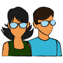 Young couple avatar icon vector illustration graphic design