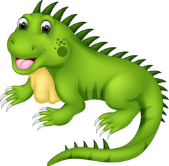 funny iguana cartoon posing with laughing