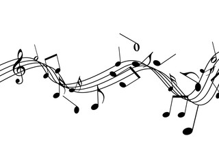 Naklejka premium 音楽 譜面 ト音記号 ミュージック 演奏 五線譜 音符