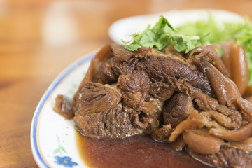 Pork leg boiled with Chinese medicine, Popular Thai Cuisine.