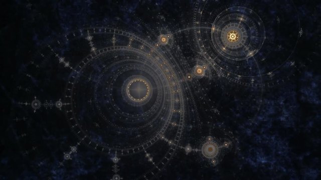 Old clock or ancient nautical instrument, compass, animation of cogs working together on dark blue grunge parchment, gears rotating, abstract illustration, background