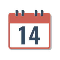date 14 in calendar, flat style vector illustration