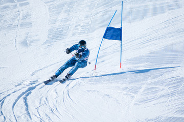 People are having fun in downhill skiing and snowboarding 