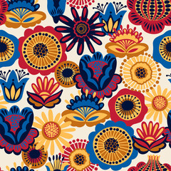 Folk floral seamless pattern.
