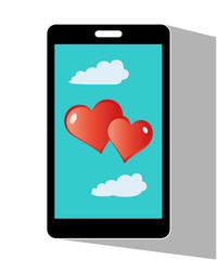Hearts Valentine on mobile phone.