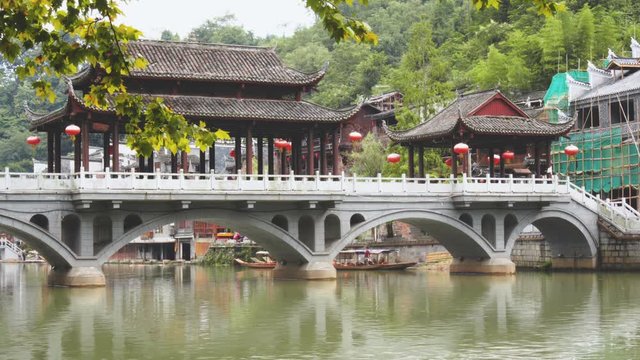 Scenic bridge over the Tuojiang River, Fenghuang, China