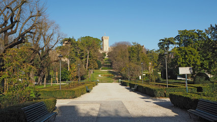 Fototapeta premium Este, Padova, Italy. The ruins of the Carrarese castle and its public park