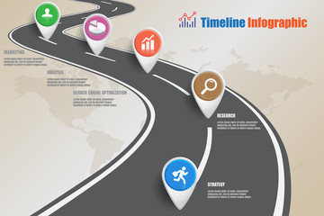 Business road map timeline infographic icons designed for abstract background template element modern diagram process web pages technology digital marketing data presentation chart Vector illustration