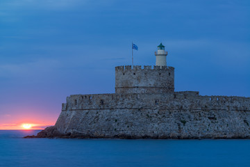 Fototapeta na wymiar Agios Nikolaos fortress on the Mandraki harbour of Rhodes