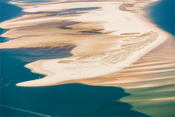 Vue aérienne de la mer au Banc d'Arguin près d'Arcachon en France