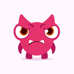 Cute grumpy monster. Grumpy monster emotion. Cute monster illustration.  