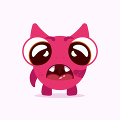 Cute shy monster. Shy monster emotion. Cute monster illustration.