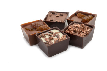 exclusive collection chocolate sweets isolated on the white