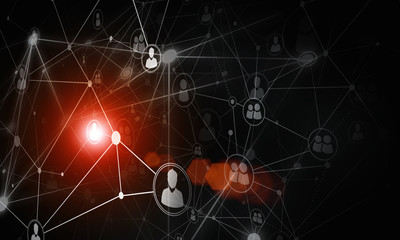 Modern wireless technologies as means of communucation and networking on dark background