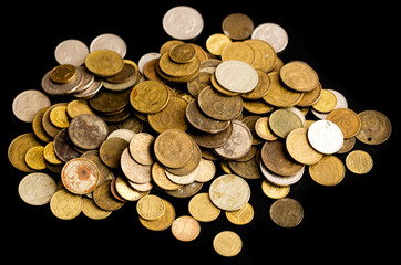 Old coins of the USSR on a black background