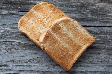 Toasts on the gray table.