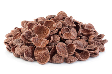 Cocoa corn flakes isolated