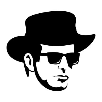 man  in hat face vector   illustration flat style profile