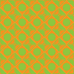 vector abstract ornament of orange, green shades seamless texture squares circles of corners for web design and computer graphics